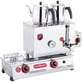 Resim Silverinox Silverİnox 40 Model Kaynaklı 2 Demlikli Çay Ocağı, Çift Taban, 28 L, Elektrikli + Doğalgazlı 