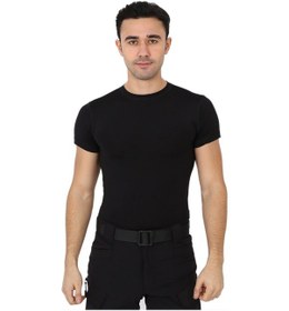 Resim Siyah Microfiber Tişört - Kısa Kol Micro Spor Outdoor Tişört Siyah 