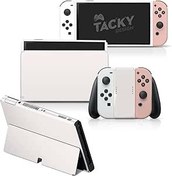 Resim Tacky Design Nintendo Switch OLED Kaplama ile Uyumlu Düz Renk Kaplama - Vinil 3M Renk Engelleme Nintendo Switch OLED Çıkartma Seti - Konsol, Dock, Joy Con için Switch OLED Kaplama - Çıkartma Tam Sarma 