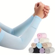 Resim 1 Çift Unisex Yaz Buz Sliky Fiber Kumaş Kol Kılıfları - Hafif, Nefes Alabilen Sıkıştırma Kol Kılıfları, Açık Hava Aktiviteleri, Spor ve Günlük Giyim için, Siyah, Açık Hava Kol Koruma, Şık Tasarım, Esnek Uygunluk 