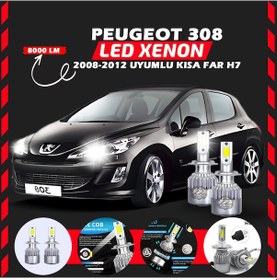 Resim Peugeot 308 2008-2012 Kısa Far Uyumlu Şimşek Etkili Led Xenon Performance Series H7 
