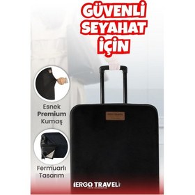 Resim Valiz Koruma Kılıfı Kadife Kılıf - Siyah - Orta Boy Ergo Travel Siyah 