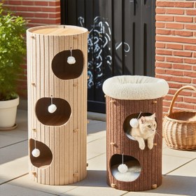 Resim HAOZCL Çok Katlı Kedi Ağacı Evi, Peluş Tünek, Tırmalama Direkleri, Çıkarılabilir Yastıklı Yataklar ve Tünel - Büyük Kedi Kulesi / Dış Mekan Kullanımı, Kış Sıcaklığı, Sağlam Çoklu Kedi Kondosu, Yavru Kediler ve Kediler İçin, Kolay Montaj 