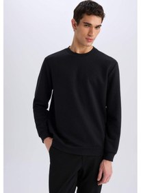 Resim DeFacto Regular Fit Bisiklet Yaka Basic Düz Sweatshirt D7231AX25SPBK81 