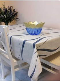 Resim Elyaflı Pvc Muşamba - Desenli Silinebilir Masa Örtüsü 02mrl151b Mavi 