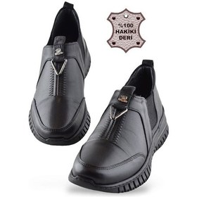 Resim 1933 Tam Ortopedik Hakiki Deri Kadın Kışlık Ayakkabı Anne Kışlık Deri Ayakkabı Siyah 