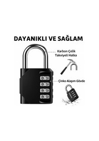Resim Omniax 4 Haneli Şifreli Asma Kilit Çelik Halkalı - Dolap/bavul/spor Çantası/spor Salonu Kilidi 