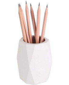 Resim Ganzhoushop Silikon Kalemlik Geometrik Kalemlik Ofis Masaüstü Kırtasiye Düzenleyici Makyaj Fırçası Tutucu Beyaz 1 Paket 2,64" U X 3,7 