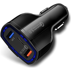 Resim Springsun Araç Şarj Cihazı 2 Usb Type-c Portlu Hızlı Şarj Desteği Siyah Abs Malzeme Güvenli Korumalı 