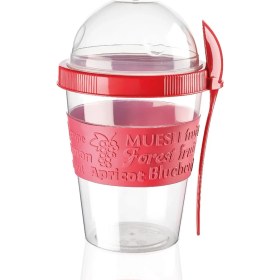 Resim Titiz Take'n Go Kapaklı Kaşıklı Yoğurt Kabı Kırmızı 