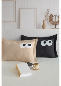 Resim 2li Yastık Kılıfı Oxf. Funny Siyah-kahve Siyah-kahve 