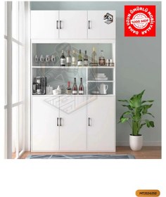 Resim Tamamı Mdf 6 Kapaklı Açık Raflı Çok Amaçlı Mega Mutfak Dolabı/kil 