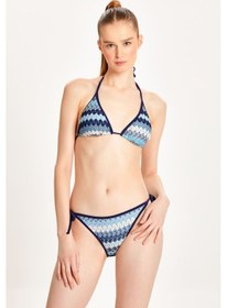 Resim Too Salty Swimwear Kadın Lacivert Dantelli Yandan Bağlamalı Üçgen Bikini Takımı 24s117st Renkli 