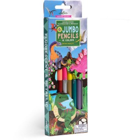 Resim Eeboo Çift Uçlu Jumbo 12 Renk Kuru Boya Kalemi - Dinosaur - 3 YAŞ VE ÜZERİ 