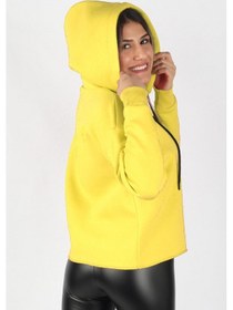 Resim Kadın Kapüşonlu Sweatshirt Sarı Çok Renkli 