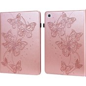 Resim Samsung Galaxy Uyumlu Tab A7 10.4 T500/t505 Kabartmalı Kelebek Deseni Yatay Flip Deri Tablet Kılıfı 