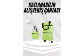 Resim Katlanabilir Tekerlekli Pazar Market Çarşı Arabası Market Alışveriş Çantası Nemere 