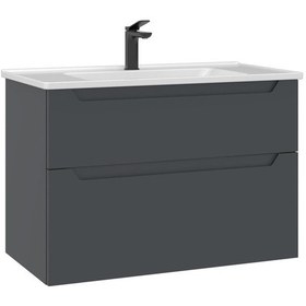 Resim Orka Messina 85 Cm Mat Antrasit Banyo Dolabı Alt Modül Lavabo Antrasit 