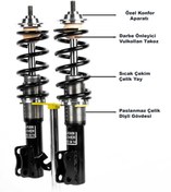 Resim Başaran Coilover Toyota Corolla 8. Nesil E120 1995-2000 Uyumlu Coilover Ayarlı Amortisör 10 Cm 