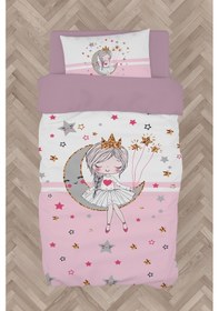 Resim Mekta Home Bebek Ve Çocuk Odası Ayda Oturan Prenses Kız Desenli Pembe Nevresim Takımı 