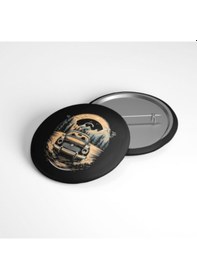 Resim Retro Gece Yolculuğu - 58mm Rozet - No.01 Çok Renkli 
