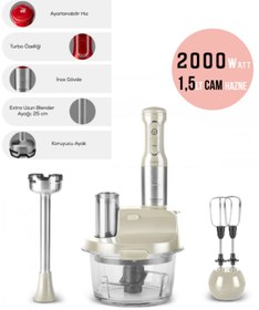 Resim Karaca Çırpma, Dilimleme, Doğrama, Blender, Karıştırma 2000W Turbo 1,5LT Cam Hazneli Mutfak Robotu 