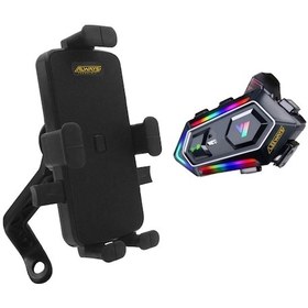 Resim Y20 Kask Kulaklık İnterkom + Motosiklet Telefon Tutacağı 