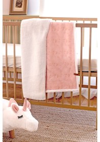 Resim Fluffy Bebek Battaniyesi 80x100 Solid Pembe Kundak Puset Çift Taraflı Koyun Tüyü Battaniye 100x80 