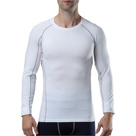 Resim Reedark Erkekler İçin Hızlı Kuruyan Esnek Spor Tişört - Antrenman Ve Koşu İçin Uzun Kollu Beyaz 