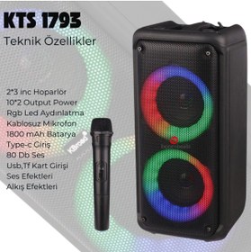 Resim Boomboxtr KTS 1973 Taşınabilir Şarjlı Bluetooth Hoparlör 3*2 inc 20 w 1800 mAh 