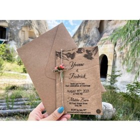 Resim Ahşap Modern Davetiye 