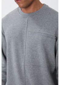 Resim Tommy Life Gri Melanj Kompakt Pamuklu Kalın Pürüzsüz Dokulu O Yaka Standart Fit Erkek Sweatshirt -88405 GRİ MELANJ 