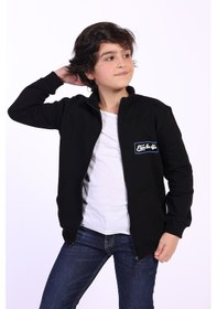 Resim Toontoy Kids Toontoy Erkek Çocuk 2'li Takım Baskılı Dik Yaka Fermuarlı Hırka & Beli Paçası Lastikli Cepli Jogger Eşofman Altı Siyah 