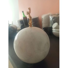 Resim Feyza Design Beyaz ve Siyah Gerçek Mermer Küp Mücevher Kutusu 