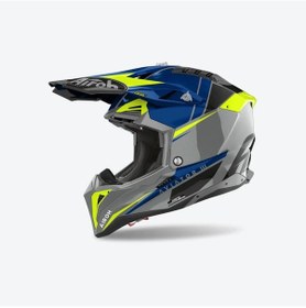 Resim Airoh Aviator 3 Push Motosiklet Kaskı Mavi - Gri 