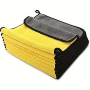 Resim Ultra-Soft Microfiber Araba Yıkama Havlusu - Hızlı Kuruyan, Emici Temizlik Bezi, Arabalar ve Ev Kullanımı için, 29.97cm x 29.97cm, Canlı Koyu Gri ve Sarı, Zor Leke ve Toz Giderme için Mükemmel, Araba Temizlik Bezi 