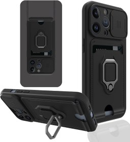 Resim AQUA AKSESUAR Iphone 14 Pro Max Kılıf Ipli Ve Lens Korumalı Renkli Yüzüklü Askılı Telefon Kılıfı + Siyah 