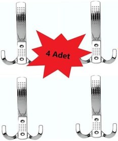 Resim Portmanto Askı Vestiyer Duvar Dolap Elbise Askısı Lüx Noktalı Krom Metal Mobilya Askısı 4 Adet 