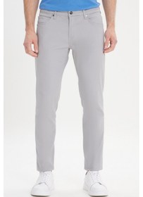 Resim AC&Co / Altınyıldız Classics 360 Derece Her Yöne Esneyen Slim Fit Dar Kesim Diyagonal Desenli Erkek Pantolon Gri 