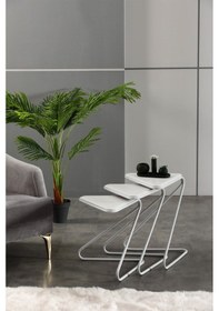 Resim Faymend Bumerang 3lü Set Sehpa 'mat Beyaz' Beyaz 