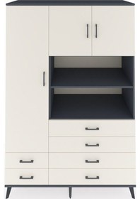 Resim Kronos Dolap 8 Raflı 6 Çekmeceli 3 Kapaklı 132x59x195 Antrasit-aytaşı/aytaşı Aytası/aytası 