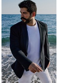 Resim AC&Co / Altınyıldız Classics Erkek Lacı Slim Fit Dar Kesim Mono Yaka Kapak Cepli Gofre Desenli Blazer Ceket Lacı 