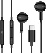 Resim Kablolu Kulaklıklar iPhone 16 15 için, Kablolu Kulaklıklar USB C Mikrofon Kulaklık Google Pixel 9 8 7 6 Pro XL Fold Samsung Galaxy S25 S24 S23 22 S21 S20 