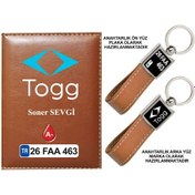 Resim Plakanıza Özel Togg Logolu Taba Ruhsat Kabı Ve Anahtarlık 