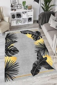 Resim Floral Cotton Şönil Kaymaz Tabanlı Yıkanabilir Antibakteriyel Dijital Baskı Halı Yolluk, FL-2005A-CTN-80X300 