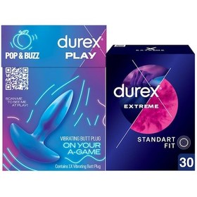 Resim Durex Titreşimli Anal Plug Tıkaç + Durex Extreme Geciktiricili Ve Tırtıklı Prezervatif 30'lu 