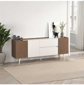 Resim Milano 3 Kapaklı 2 Çekmeceli Konsol Vizon-zebra 210x80x44 Cm Vizon 