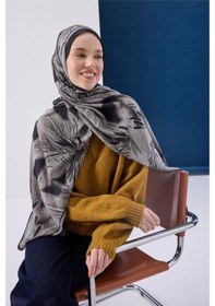 Resim Silk Home Viskon Mayda Şal Gri Zeminli Siyah Detaylı Desenli Yumuşak Dokulu Dökümlü 190x70 Çok Renkli 
