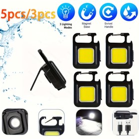 Resim 5'li/3'lü Mini Anahtarlık Işığı Araba Bisiklet İçin Küçük Aydınlatma Aparatı 3 Hız Ayarlı Taşınabilir Acil Durum Işığı, Sırt Çantası Işıkları Araç Bakım Aydınlatması 