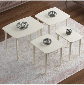 Resim Canisa Concept Anka Serisi Mdf 4'lü Zigon Sehpa Takımı Krem Krem 